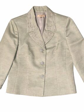 Kasper Embellished Light Sage Jacket & Skirt Set